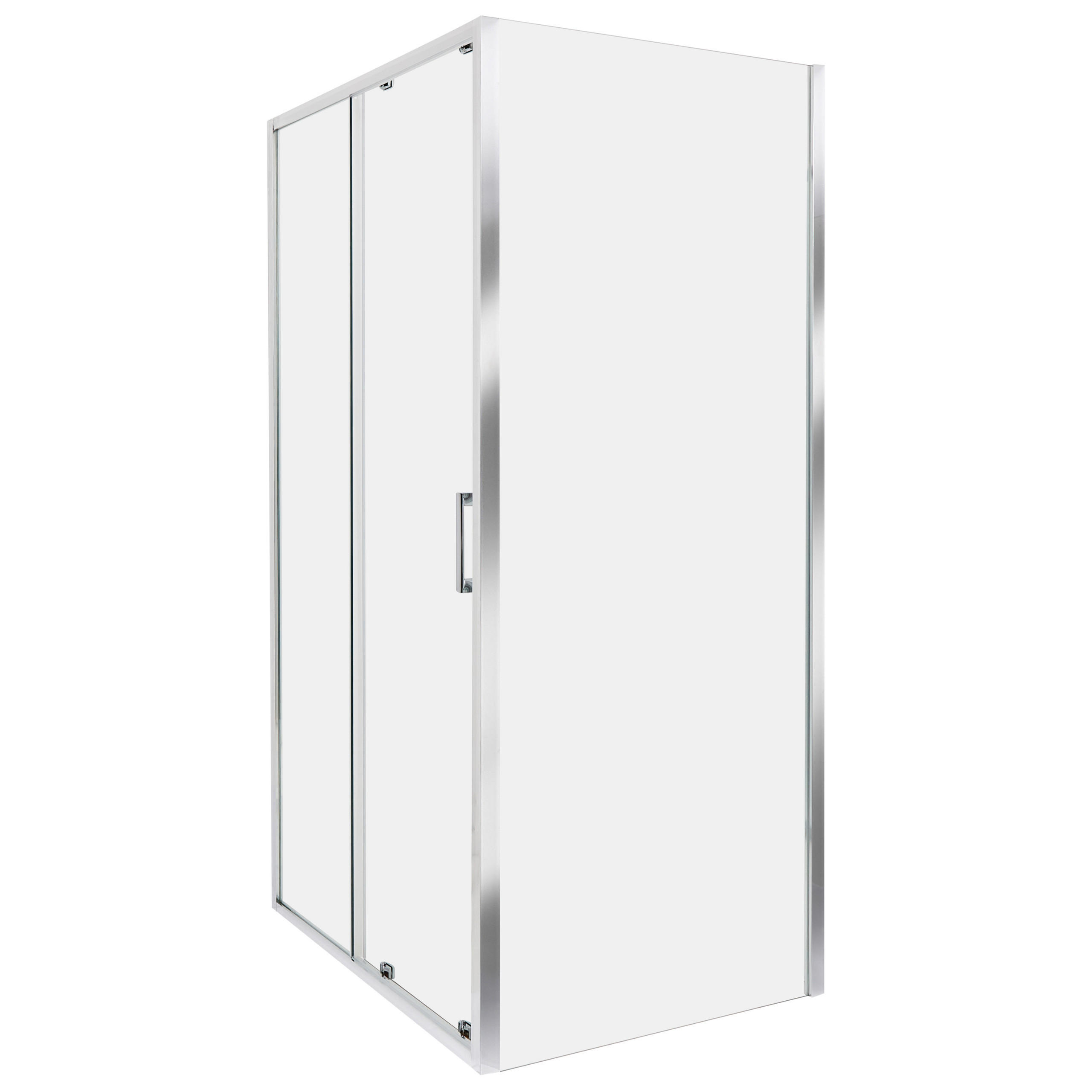 DUSCHKABINE 80/100/185 cm Silber Yoro - Transparent/Silberfarben, Glas (80/100/185cm) - Beliani