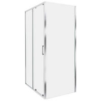 SPRCHOVÝ KOUT 80/100/185 cm Stříbrný Yoro - stříbrná/průhledná, sklo (80/100/185cm) - Beliani