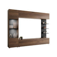 WOHNWAND Lazando, mit weißer LED Beleuchtung - Nussbaumfarben/Schwarz, Holzwerkstoff (250/187/30cm) - MIRJAN24