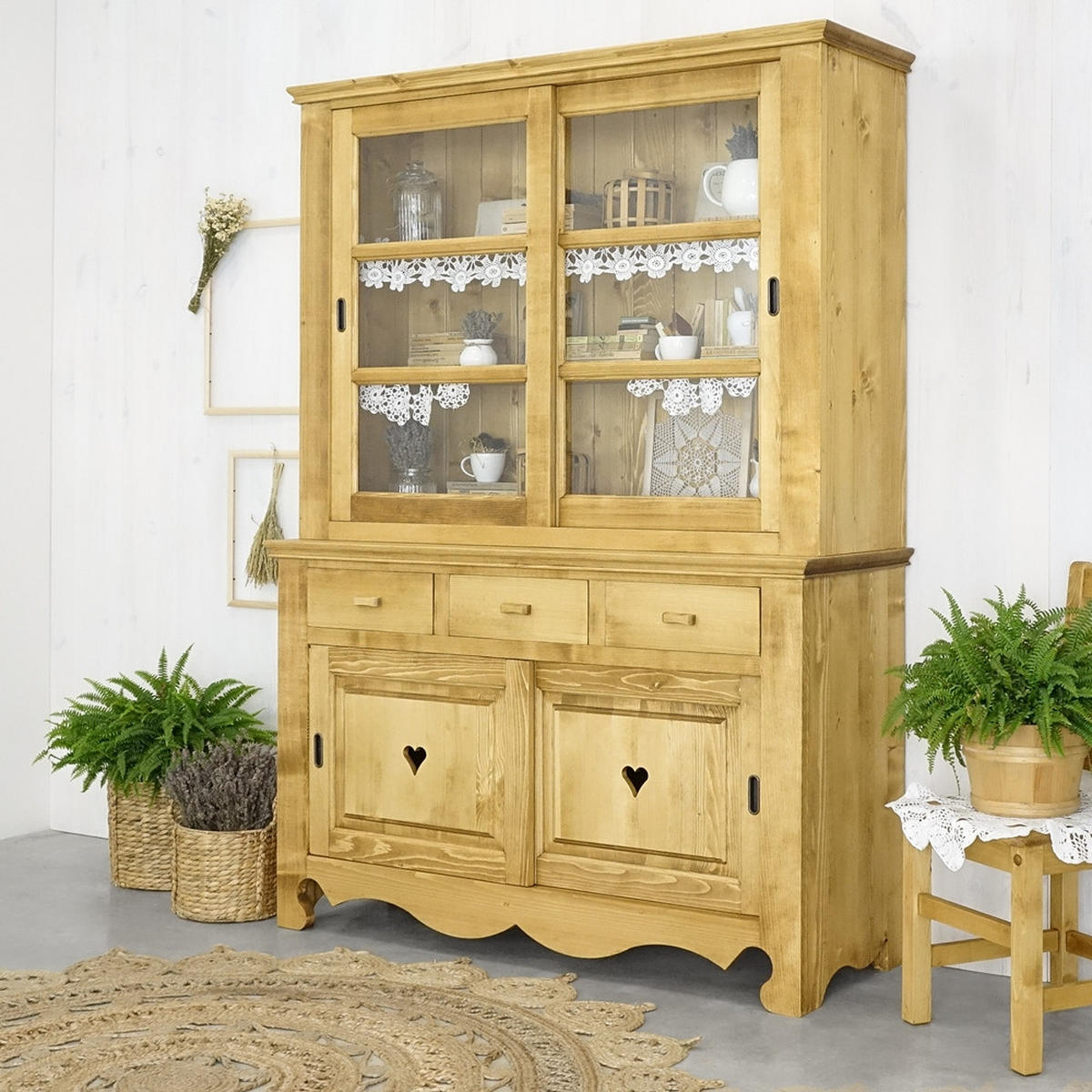VITRINE aus Massivholz MEXICANA - Honig, Holz (140.5/201/50cm) - Seart