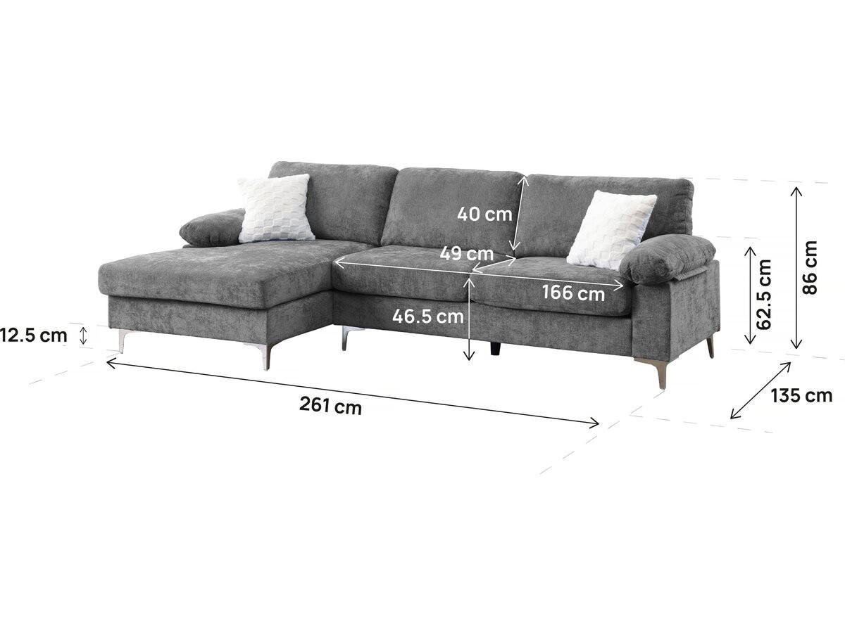 ECKSOFA jade Hellgrau - Grau, Textil (135/261cm) - Habitat Garten