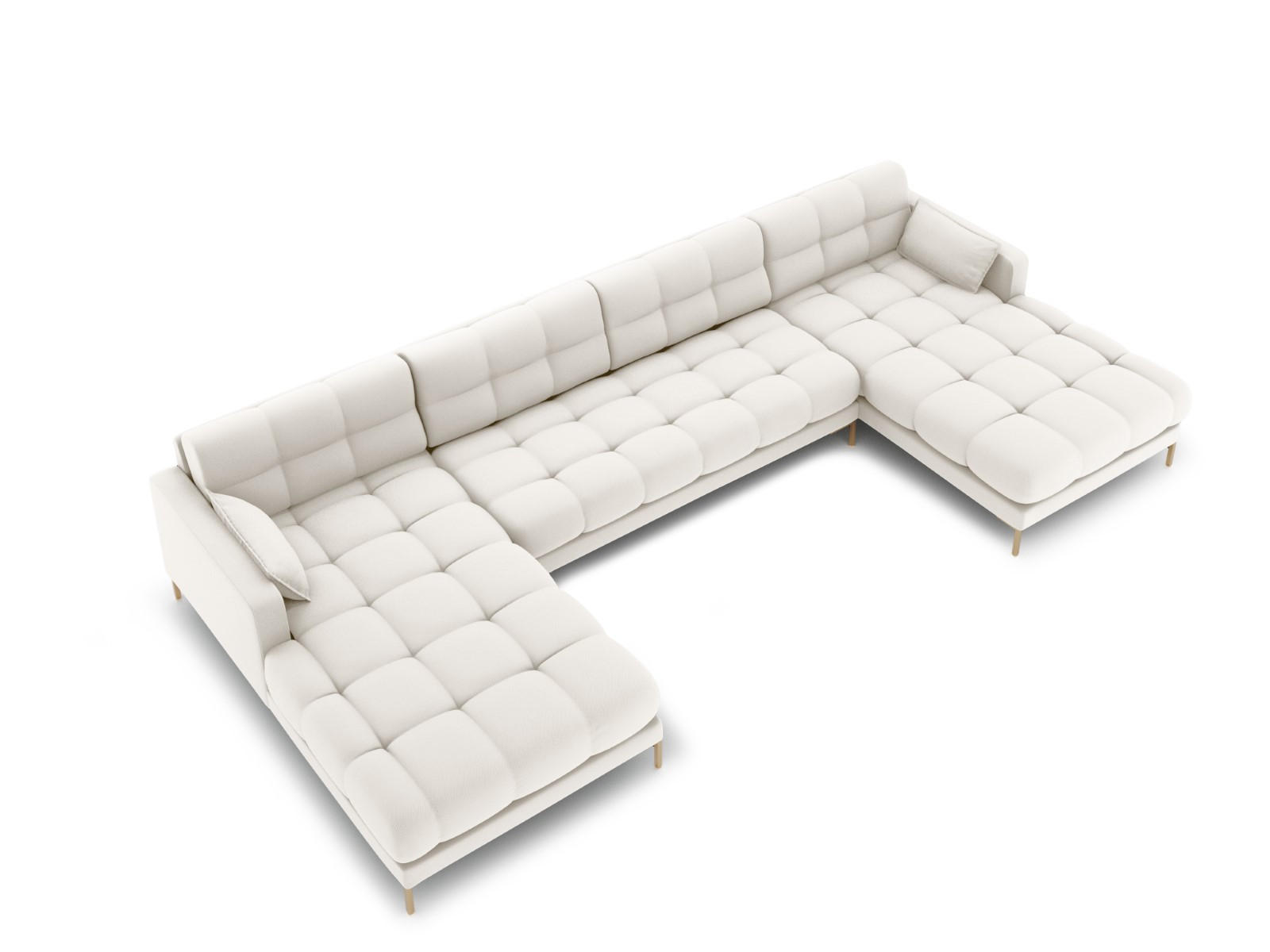 PANORAMASOFA Mamaia aus strukturiertem Stoff leichtes beige 6 Sitzplätze - Creme, Textil (185/75/383cm) - Micadoni