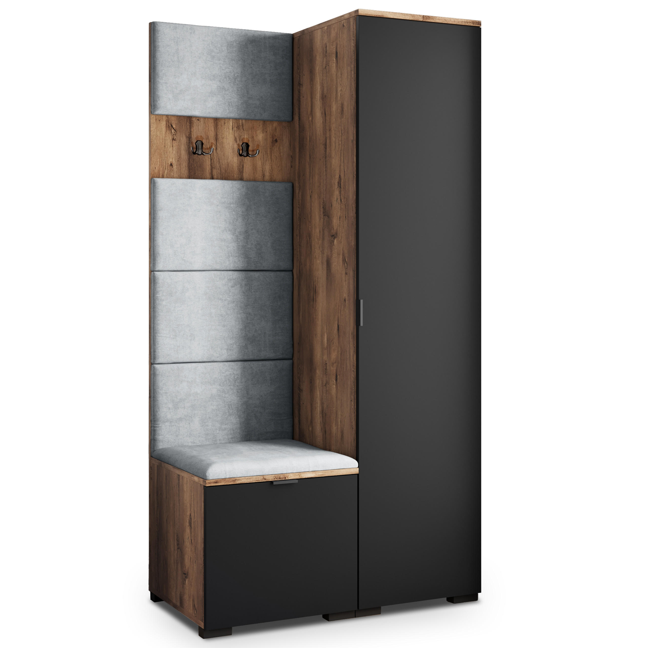 GARDEROBENSCHRANK LORI 95/181/51 cm Modern Eichefarben - Eichefarben/Schwarz, Holzwerkstoff (95/181/51cm) - MASSENO