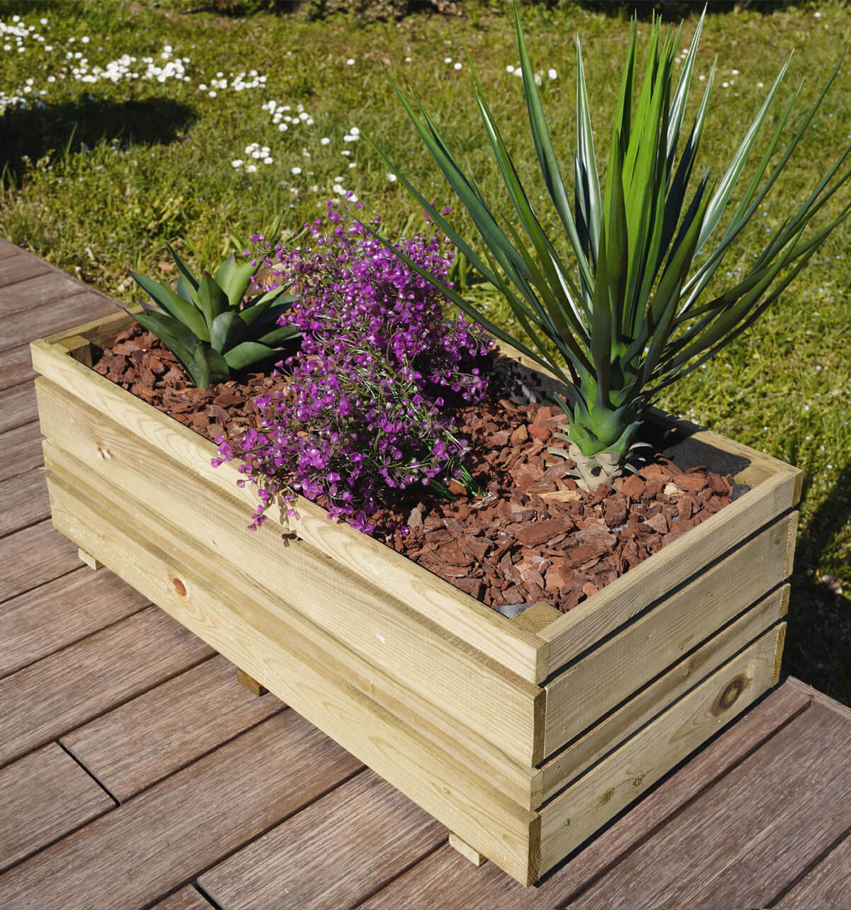 PFLANZKÜBEL OSLO rechteckig L80x T40 x H28 cm - Braun, Holz (40/80cm) - Jardipolys