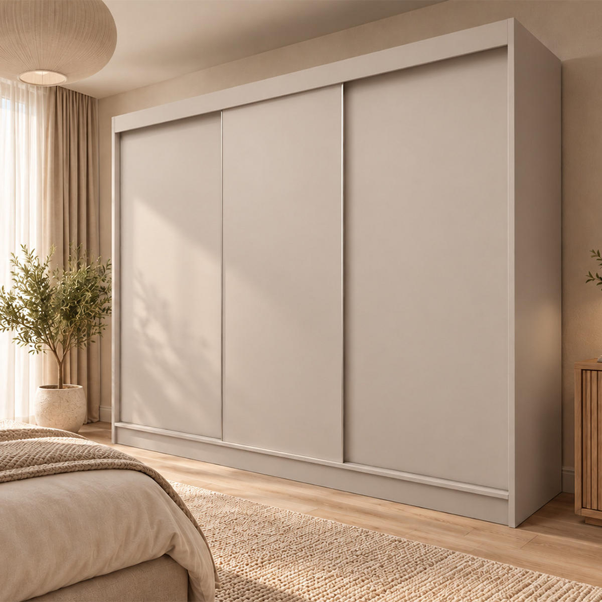 KLEIDERSCHRANK Steria 240 cm Kaschmir Griffe silber - Kaschmir, Holzwerkstoff (240/216/61cm) - KS Home Concept