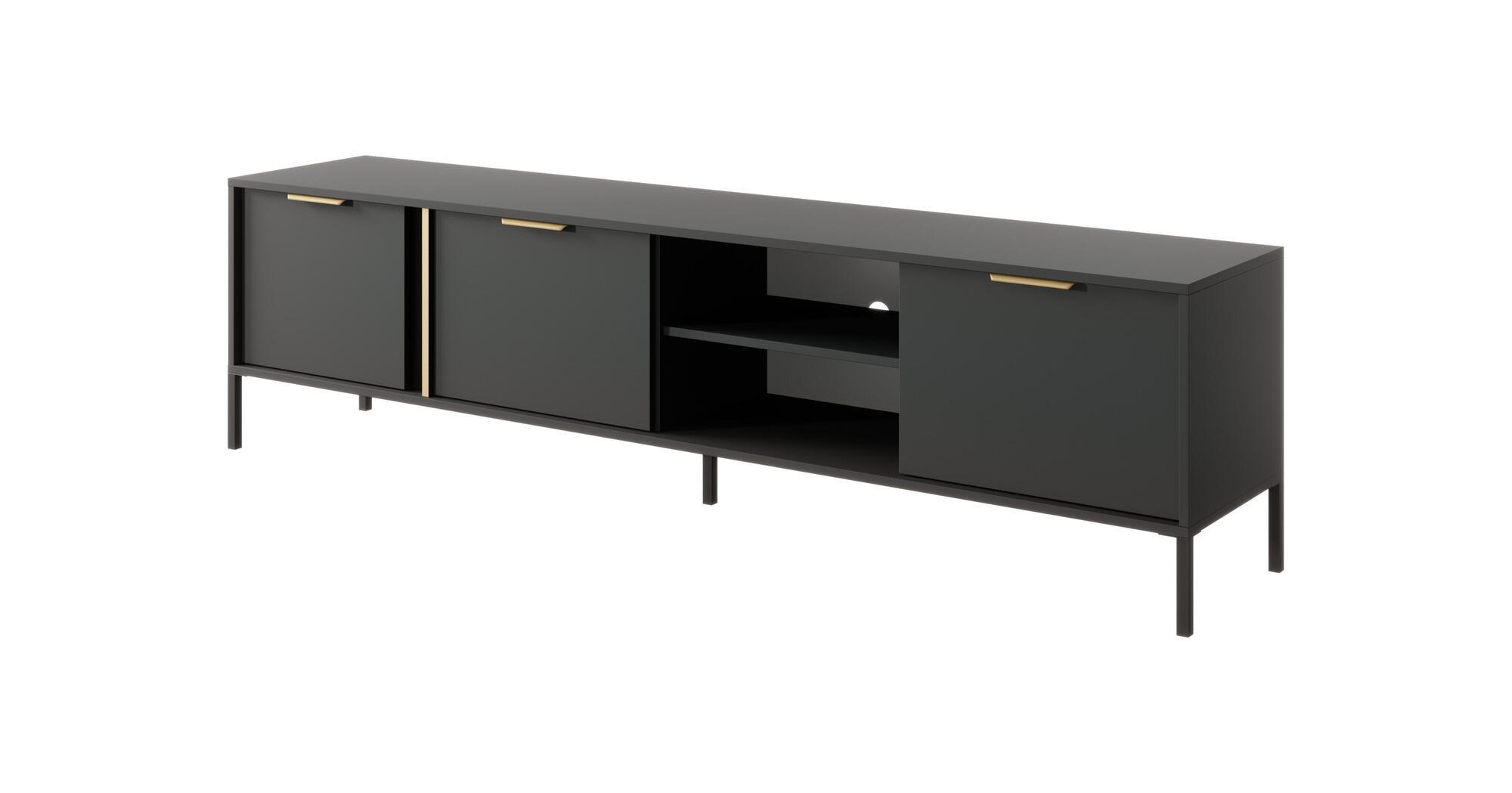 TV-LOWBOARD LARS Schwarz 203x40x53 cm - Schwarz, Holzwerkstoff (203/53/40cm) - FURNLUX
