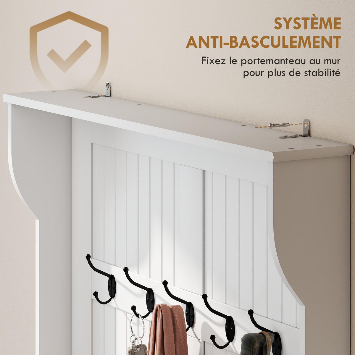 GARDEROBE Creme 96/34/179,7 cm - Creme, Holzwerkstoff (96/179.7/34cm) - PANGIVO