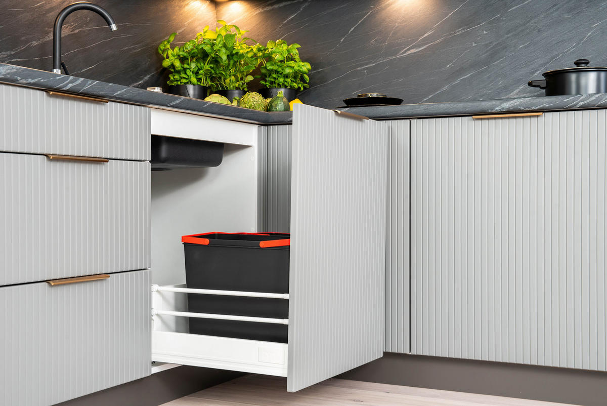 ECKKÜCHE 190 x 180 cm - MAX & KATE KS6-G350 - in Grau/Anthrazit - Anthrazit/Goldfarben, Holz/Holzwerkstoff (190/213.3/180cm) - Royal24_Markt