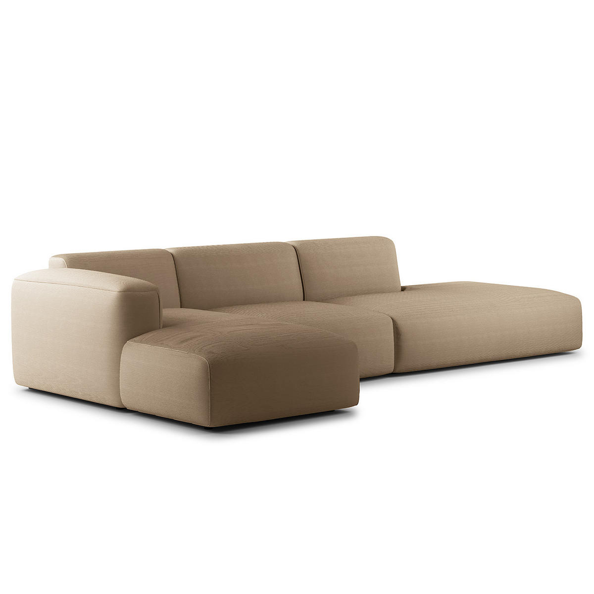 ECKSOFA mit Chaiselongue - Taupe/Schwarz, Kunststoff/Textil (290/173cm) - home24
