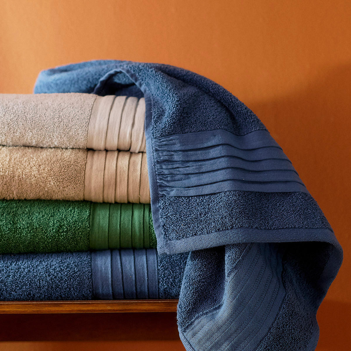 BADETUCH Meride blau 50/90 cm - Blau, Textil (50/90cm) - Homla