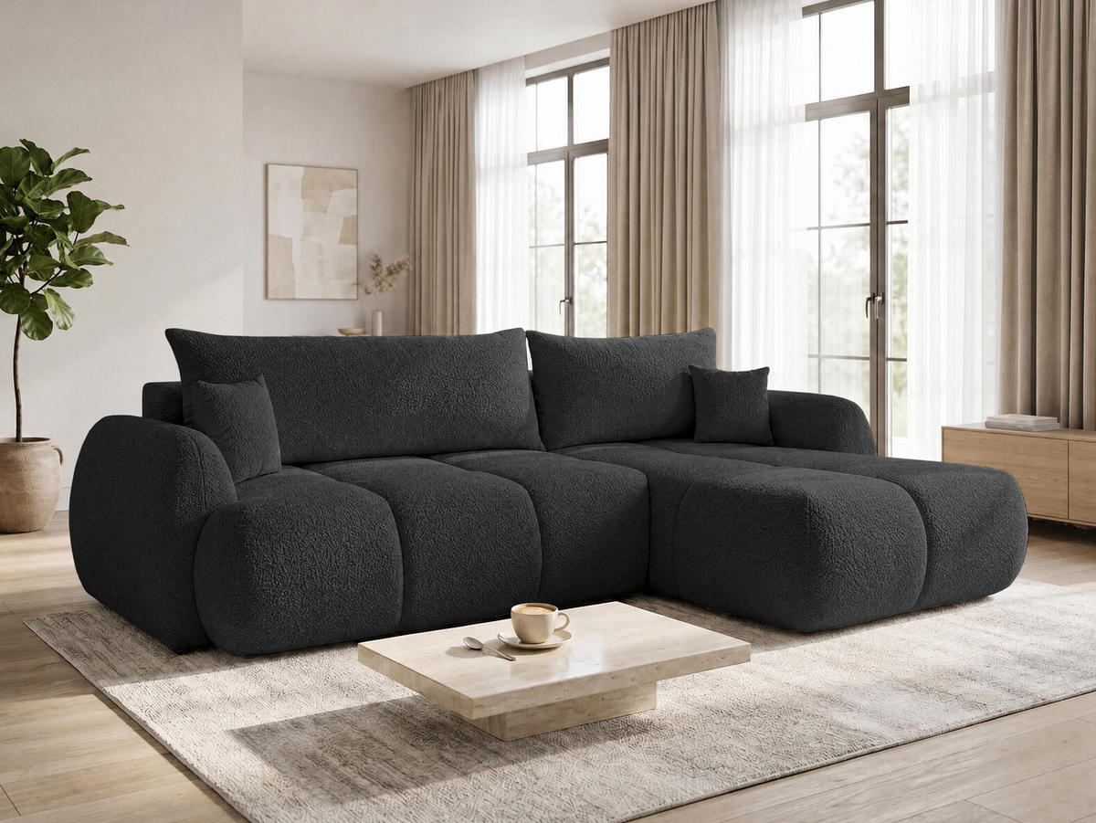 ECKSOFA Loria, Seite: Rechts - Schwarz, Holz/Kunststoff (183/273cm) - Sofnet