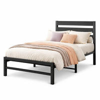 METALLBETT 90/200 cm in Schwarz mit MDF-Kopfteil - Schwarz, Holzwerkstoff/Metall (90/200cm) - CHICFURN