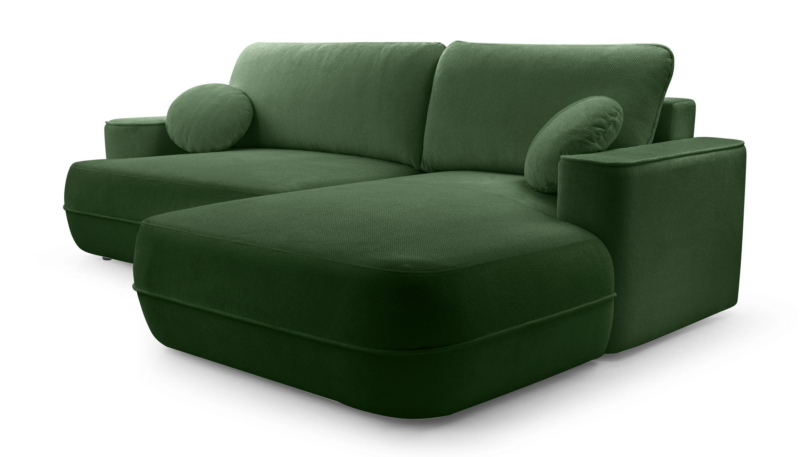 ECKCOUCH L Form Peoni Grün 267/168/87 cm mit Schlaffunktion R - Schwarz/Grün, Kunststoff/Textil (267/168cm) - AX Living