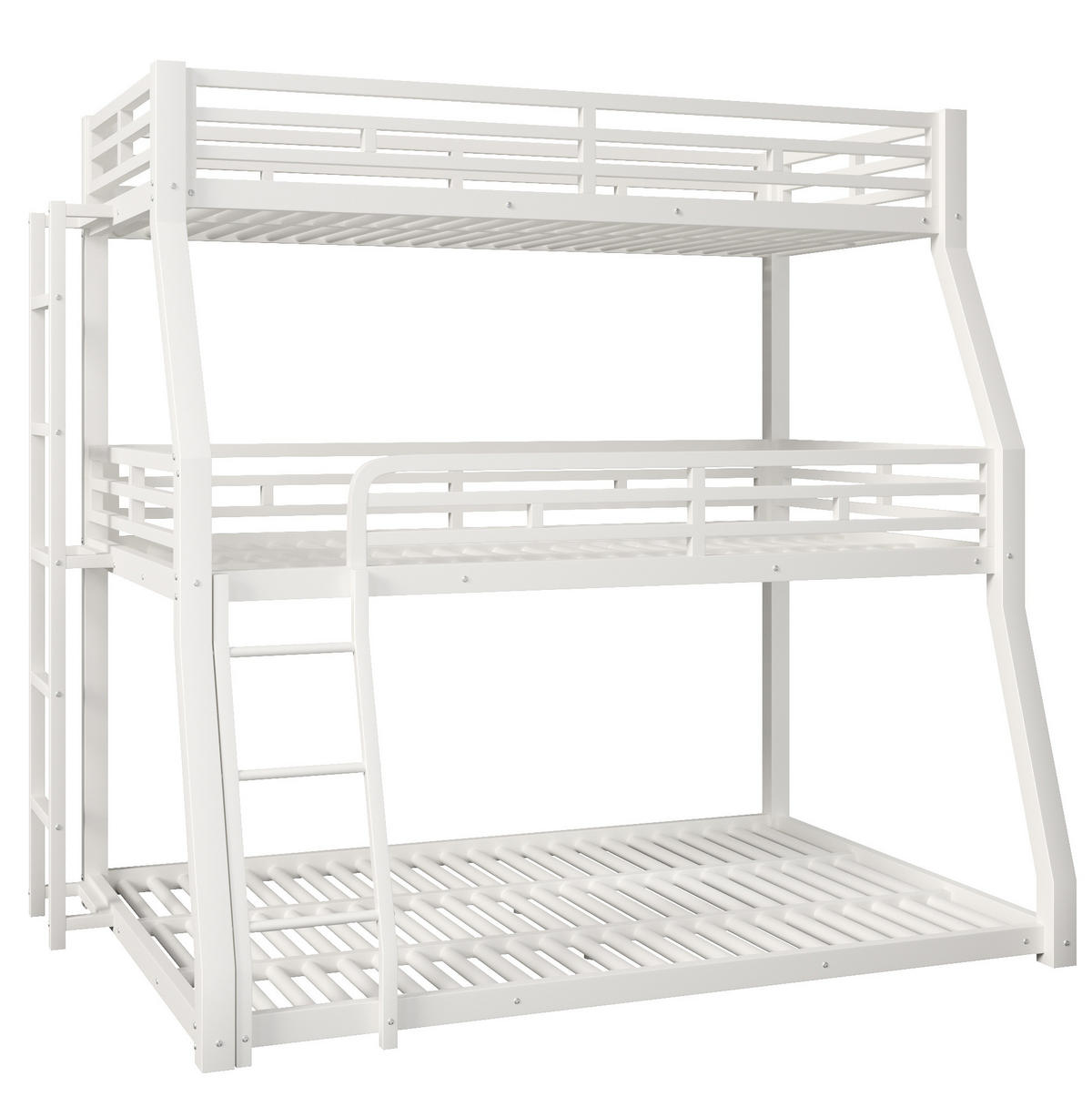 ETAGENBETT aus Metall 90x200 / 120x200 / 140x200 cm Weiß mit 2 Leitern - Weiß, Metall (90/200cm) - Modfu