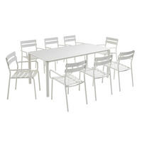 GARTENSET (185 x 92cm) und 8 Stühle, Weiß - Weiß, Metall - Oviala