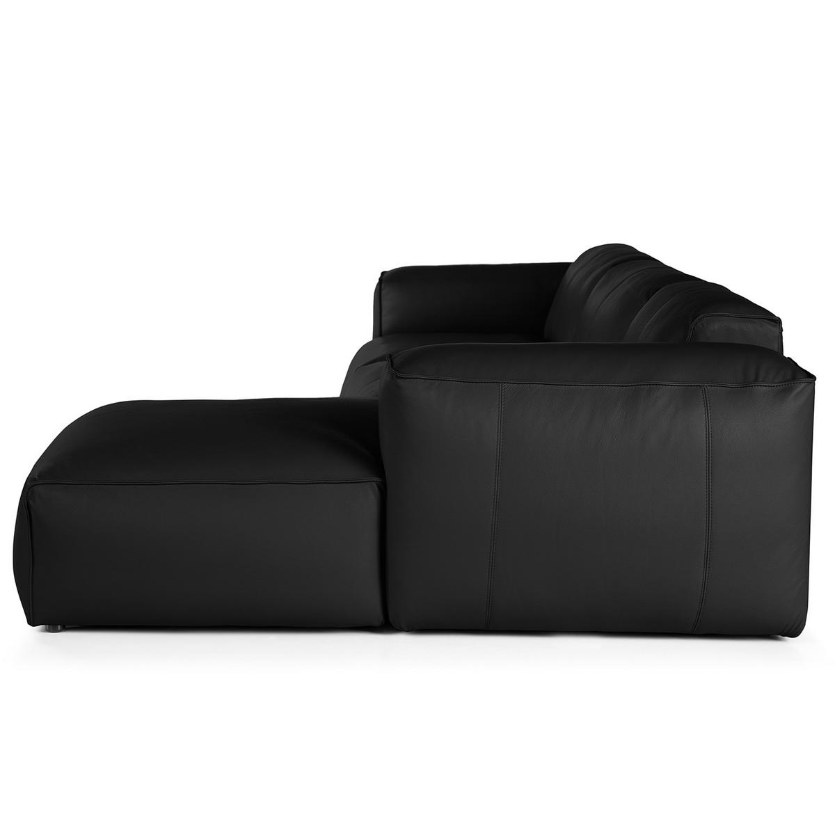 3-SITZER ECKSOFA mit Longchair - Schwarz, Leder/Kunststoff (284/173cm) - home24