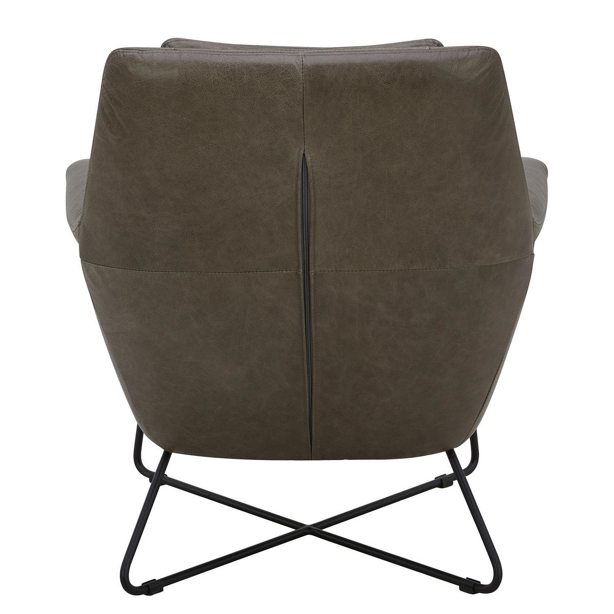 SESSEL - Schwarz/Braun, Leder/Metall (82/88/84cm) - home24