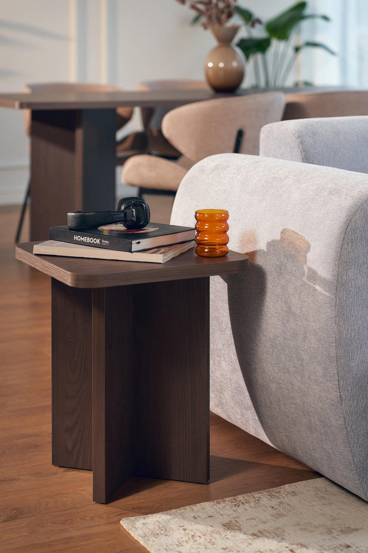 COUCHTISCH Qubeo Eschenholzoptik braun 42 cm - Dunkelbraun, Holzwerkstoff (42/42/50cm) - Selsey