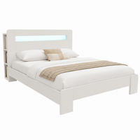 BETT mit Stauraum und LED 140x200 cm Holz Weiß - Weiß, Holz (140/200cm) - Meubliv