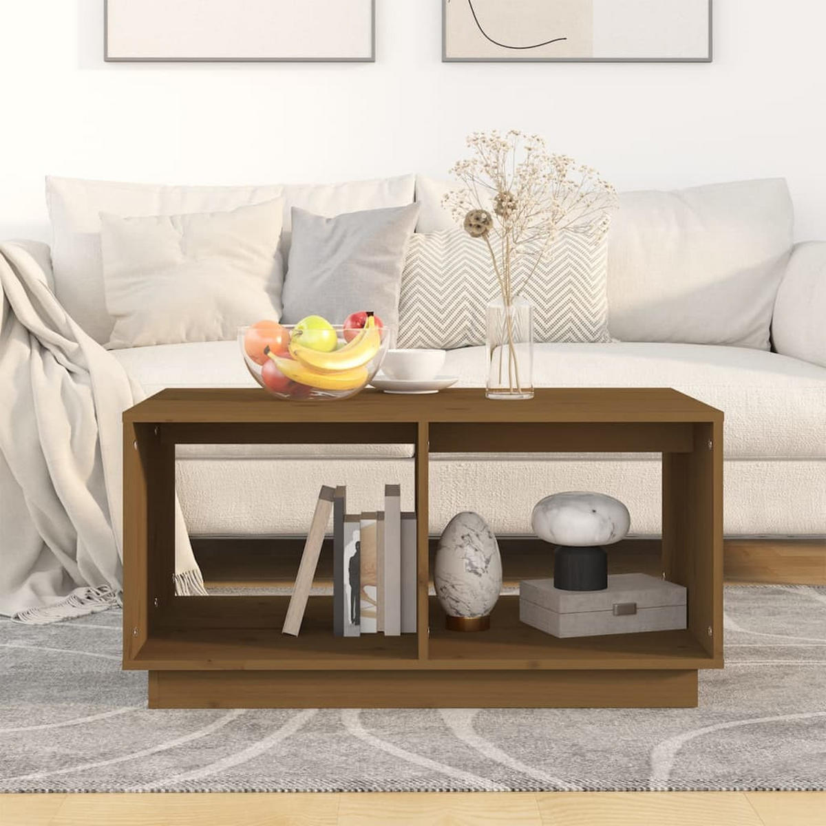 COUCHTISCH Honigbraun 80x50x40 cm Massivholz Kiefer - Braun, Holz (80/50/40cm) - furnicato