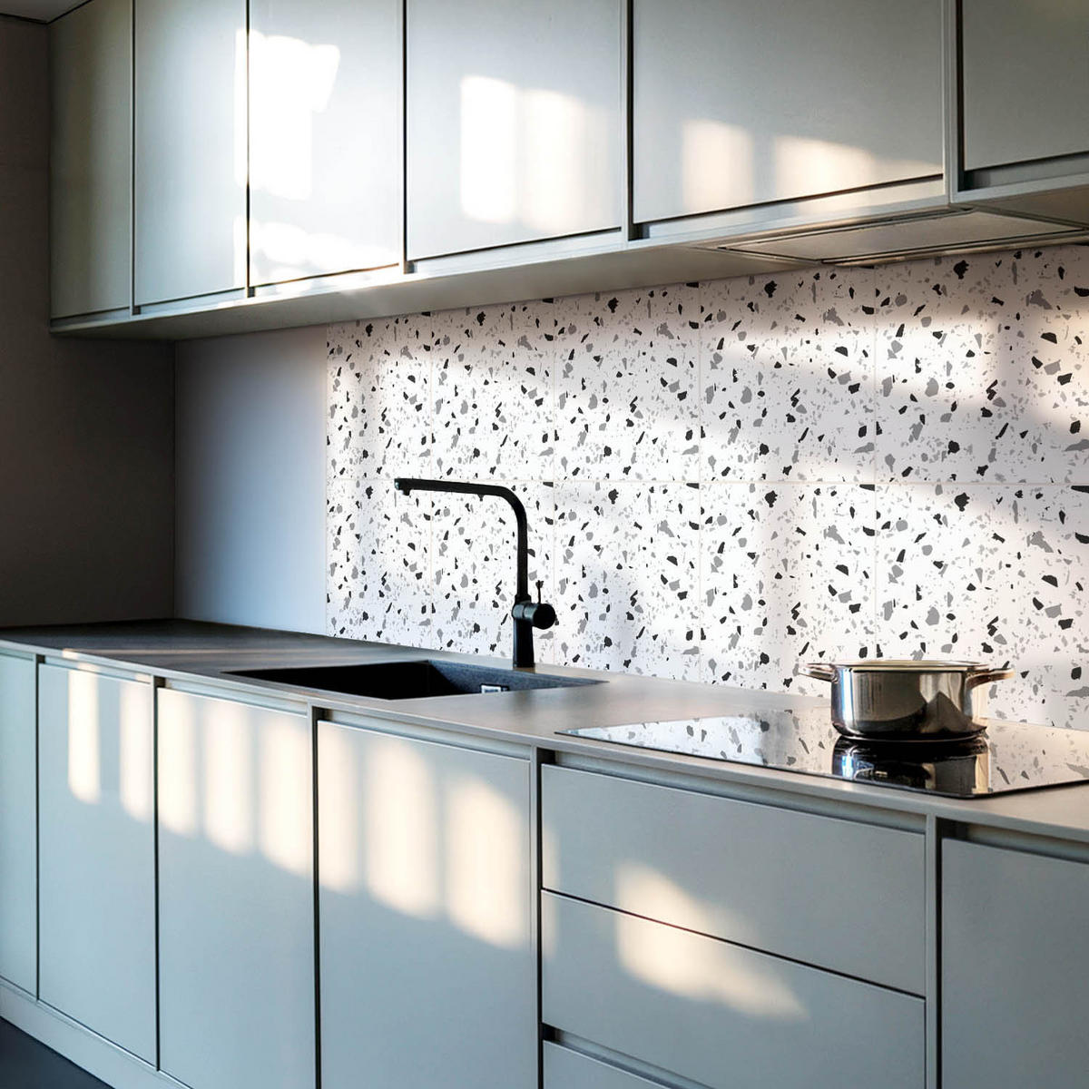 WANDPANEEL 9 Stück 30x30 cm selbstklebend Granilla - Weiß, Kunststoff (30/1.6/30cm) - Wallfluent