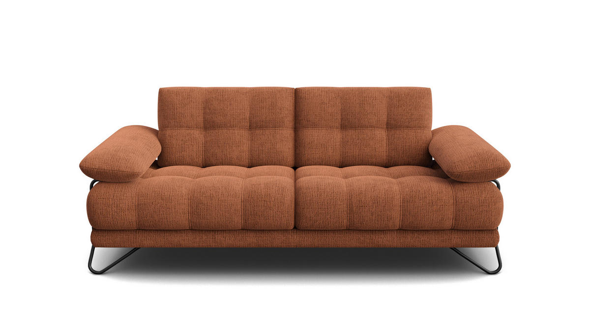SOFA BUBBARA 2,5-Sitzer, rostrot - Schwarz/Orange, Holz/Textil (215/87/96cm) - Courtois Laville