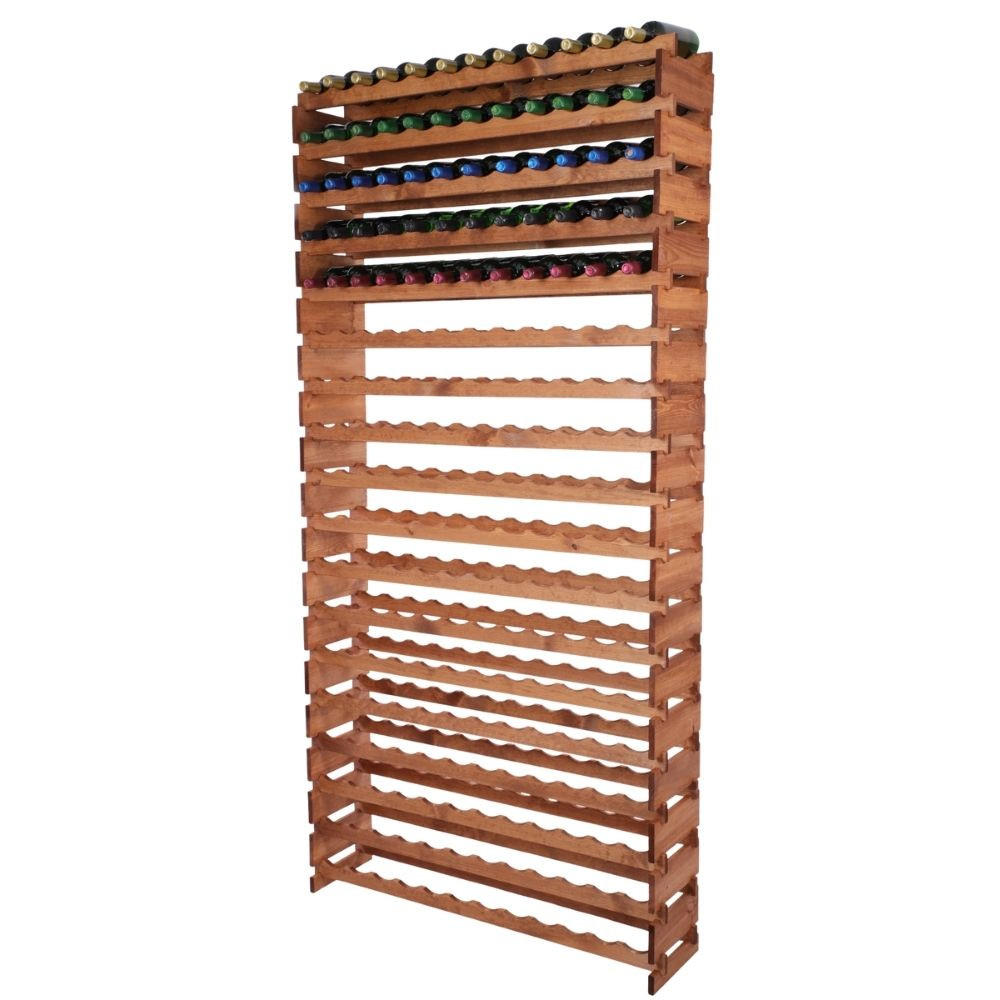 WEINREGAL VINOTECA FLEX PRO HxBxT 247x123x28cm 216 Flaschen auf 18 Ebenen Braun geölt - Braun, Holz (123/247/28cm) - PROREGAL