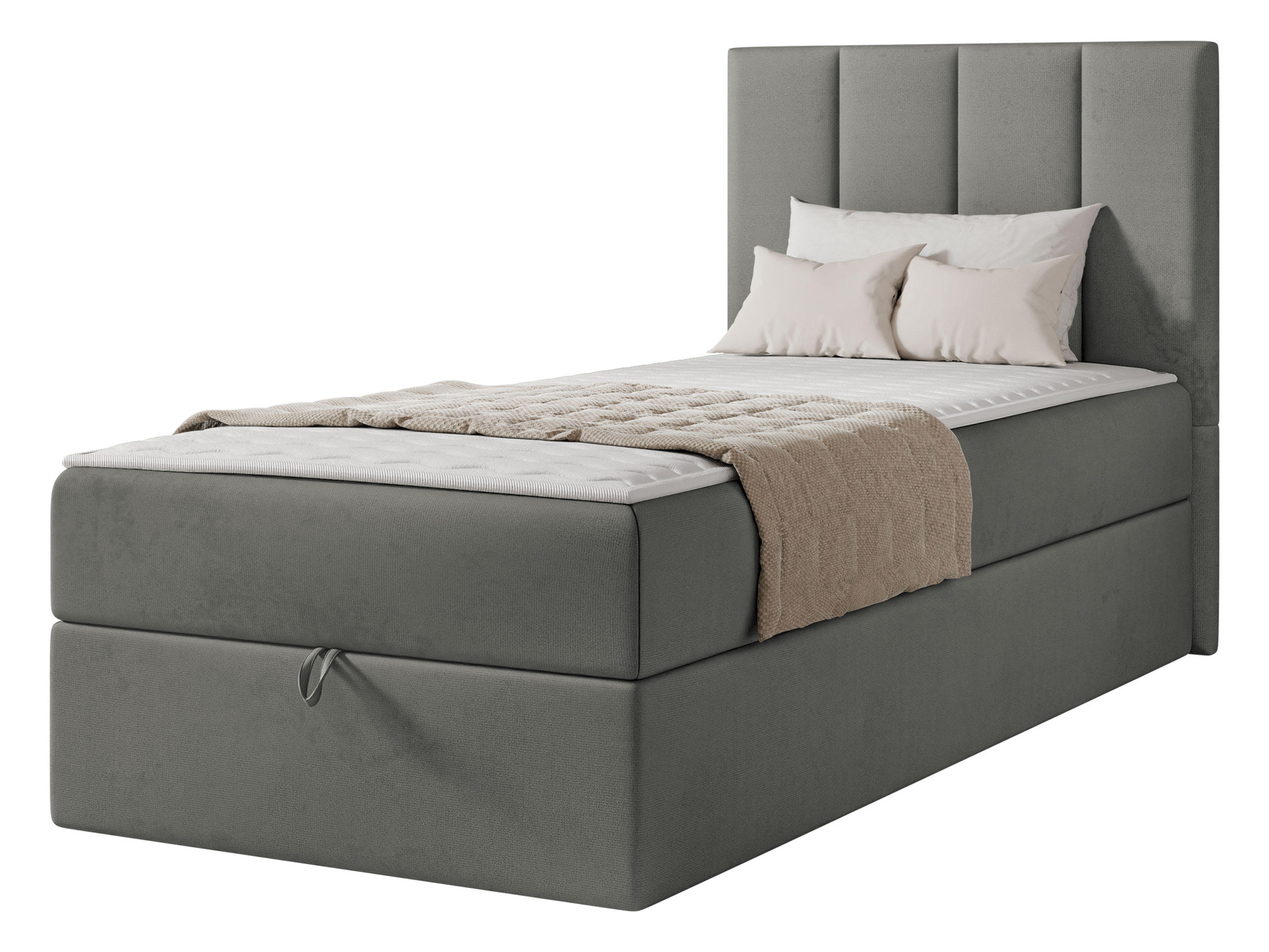 BOXBETT Rebos Single - H3 - Grau, Holz/Textil (90/200cm) - MIRJAN24