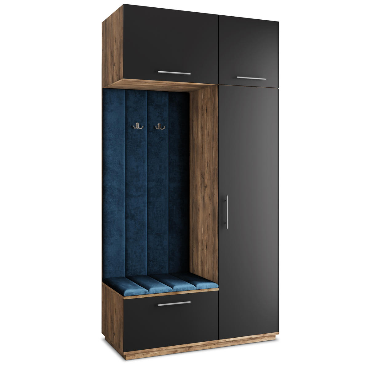 GARDEROBENSCHRANK REMA 120/240/60 cm Modern Garderobe-Set Eiche Lefkas - Blau/Eichefarben, Holzwerkstoff (120/240/60cm) - MASSENO