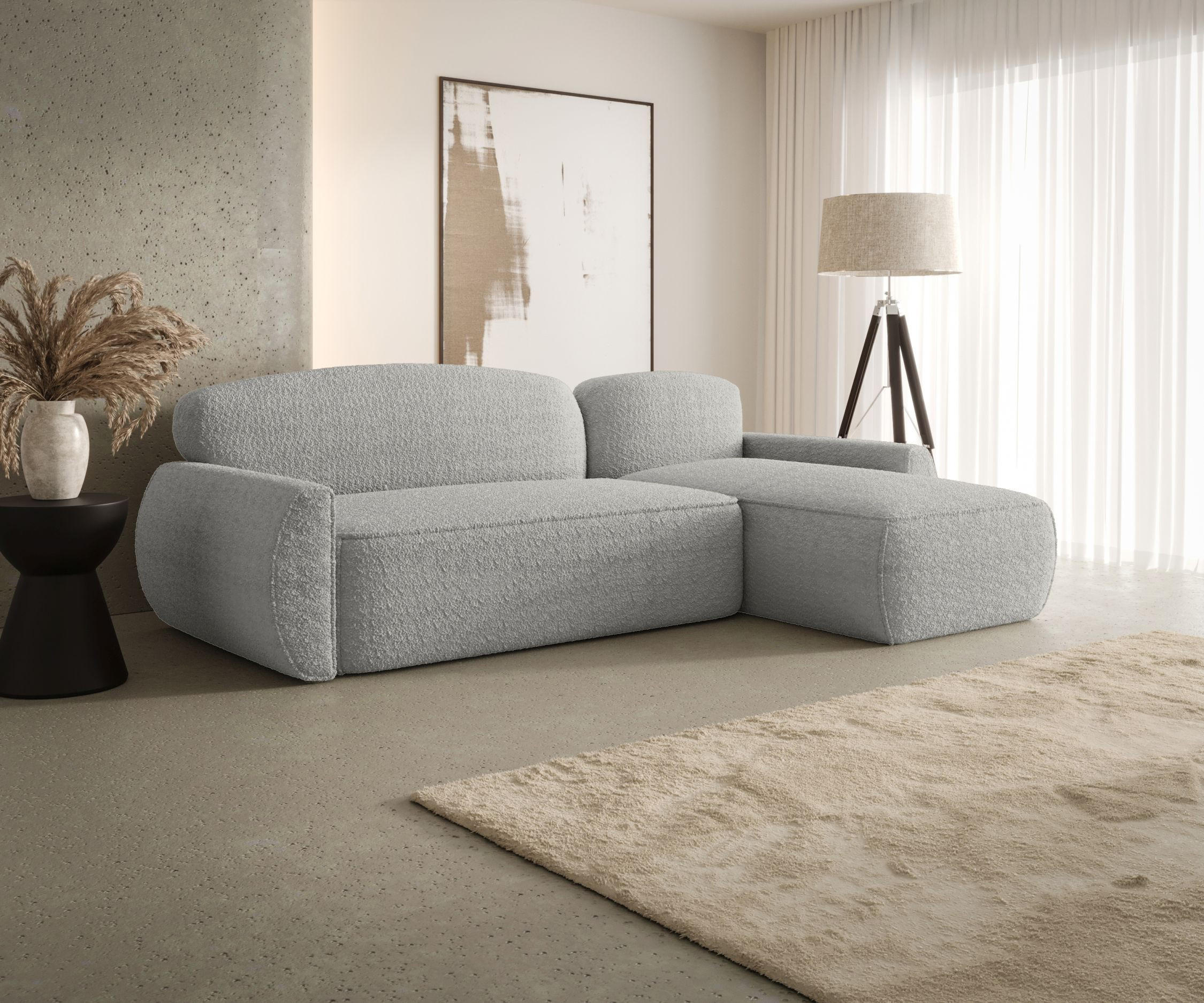 ECKSOFA mit Schlaffunktion LUCAS Quelle 83 Rechts - Grau, Textil (240/145cm) - Bedante