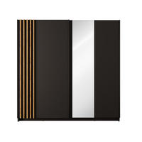 KLEIDERSCHRANK Schwarz 201/199/62 - Schwarz, Holzwerkstoff (201/199/62cm) - RAUMHIRSCH FURNITURE