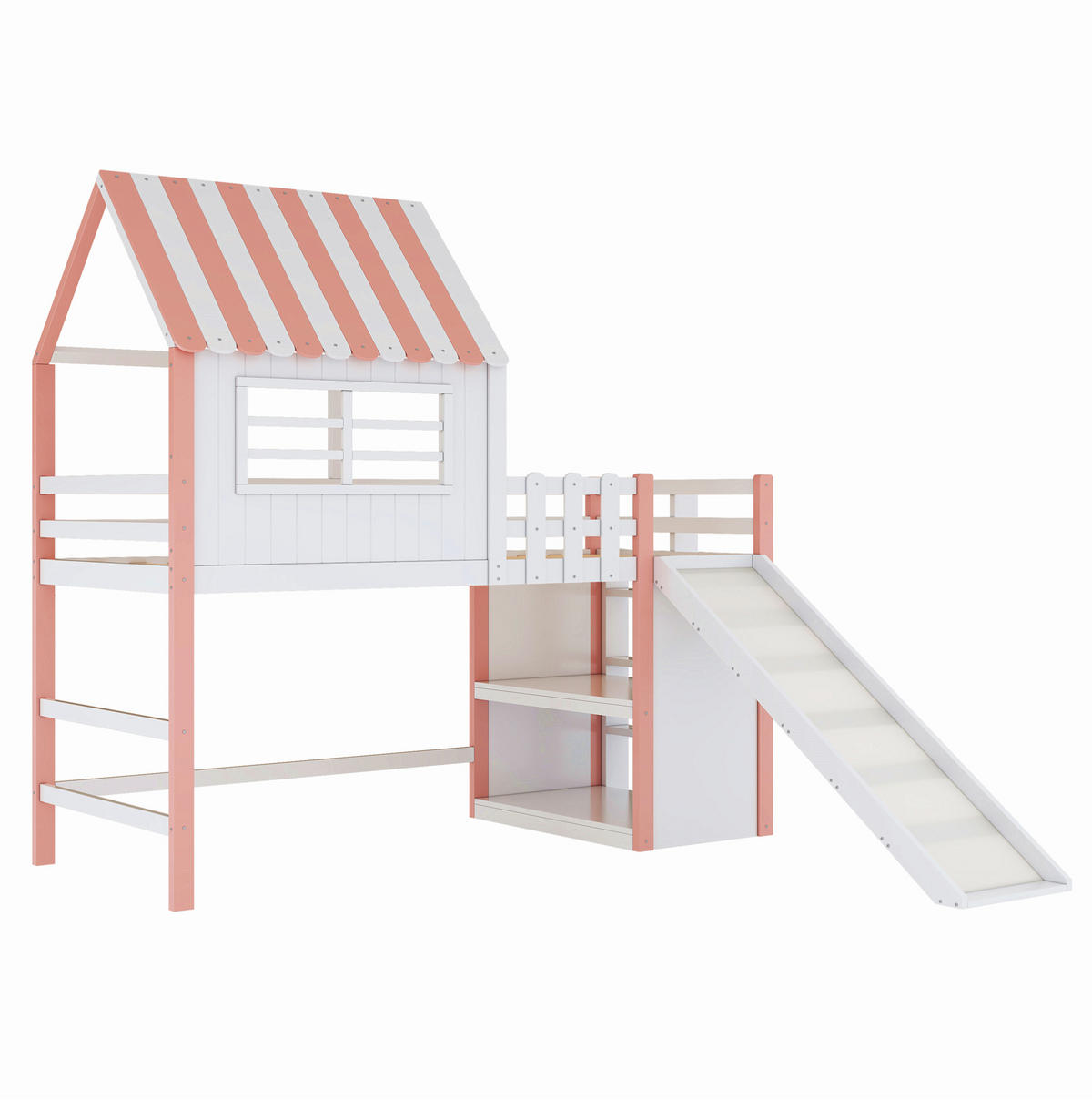 HOCHBETT 90/200 cm in Rosa – mit Rutsche, Leiter und Stauraum - Rosa, Holz (90/200cm) - BEAOK