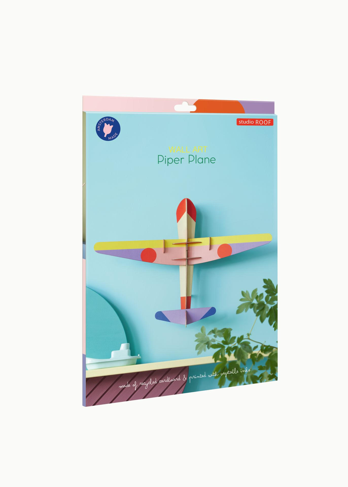 WANDDEKO Mutiges Flugzeug 9.5/36.5 cm - Multicolor, Wellpappe (9.5/36.5/50cm) - KUNSTLOFT