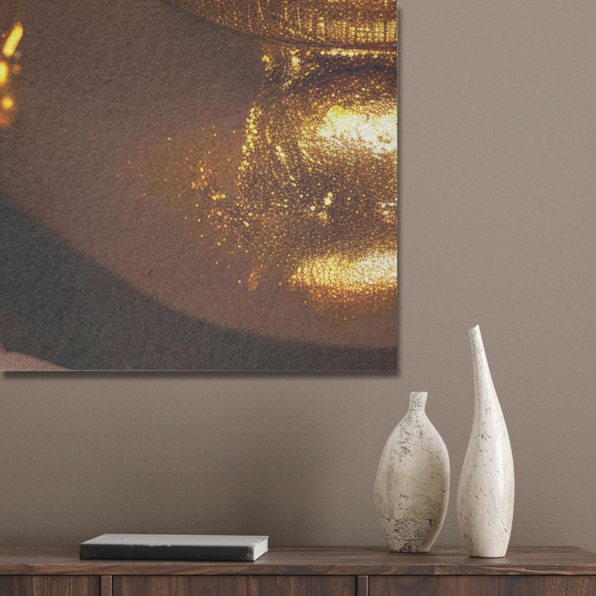 AKUSTIKPANEEL Frau - Gold - Luxus - Porträt 60x80 cm - Goldfarben, Textil (60/0.9/80cm) - MuchoWow