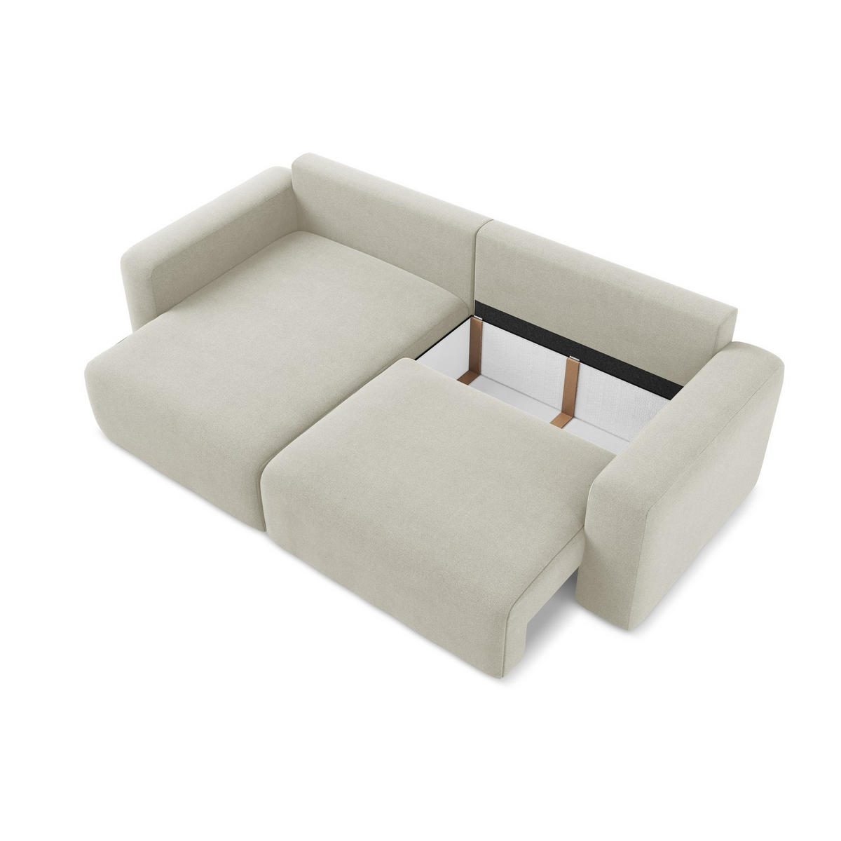 ECKSOFA mit Schlaffunktion links Strukturstoff Stoff Beige - Beige/Creme, Kunststoff/Textil (149/244cm) - LaMiaSofa