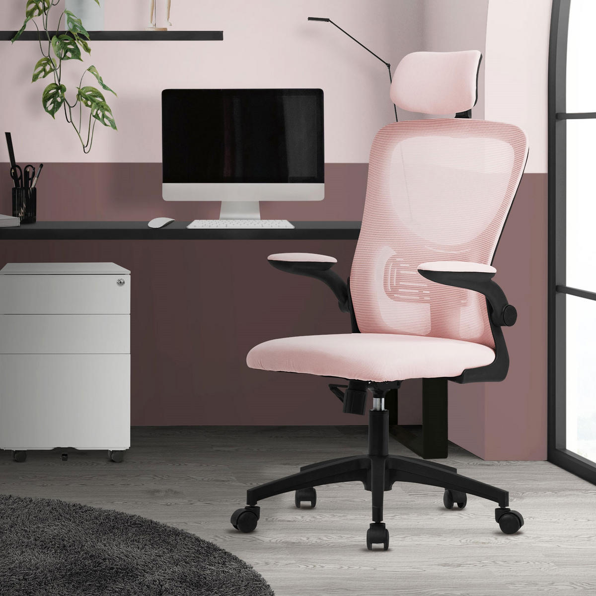 SCHREIBTISCHSTUHL Ergonomic rosa - Pink, Kunststoff (60.5/121/60cm) - ML-DESIGN