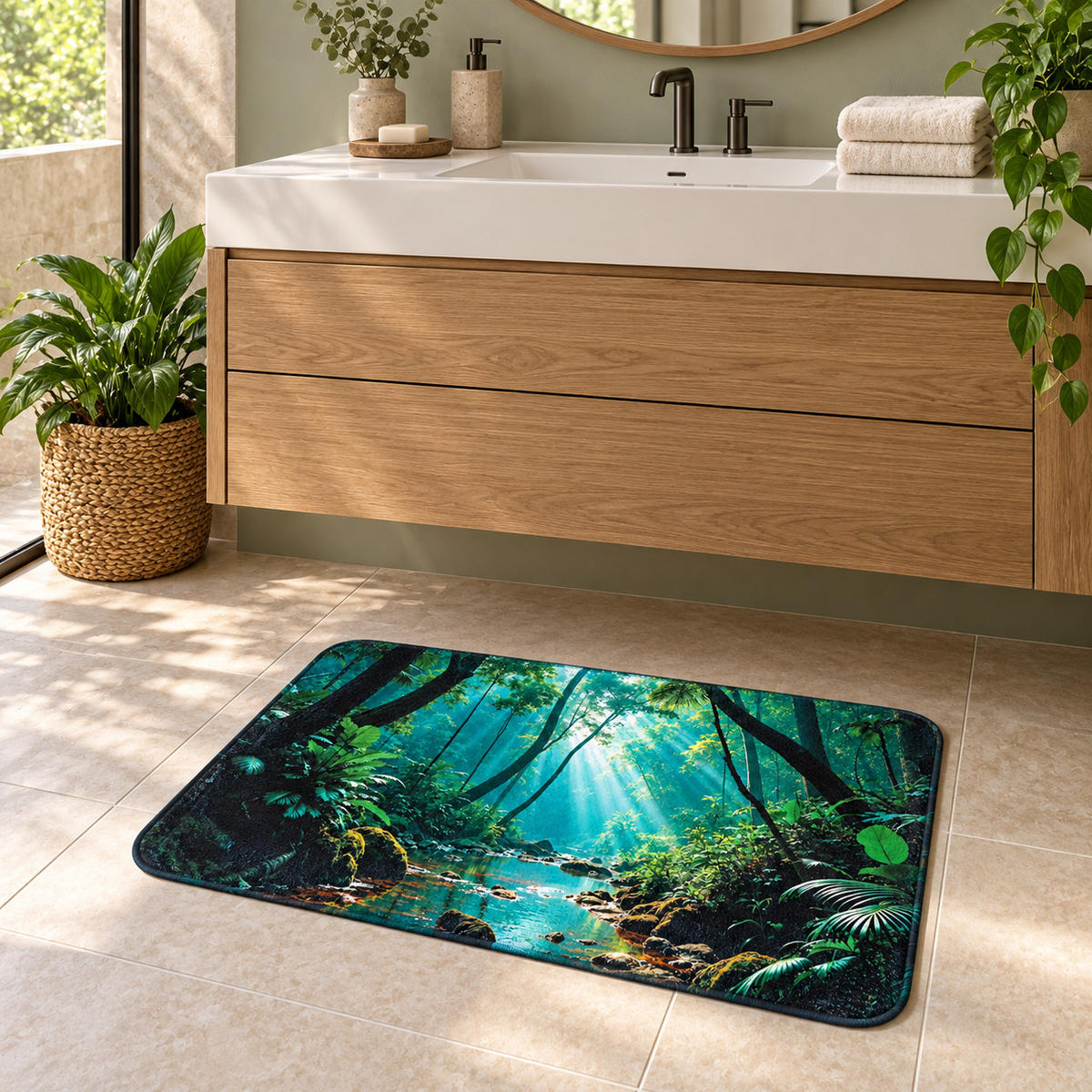BADTEPPICH Rainforest 70 x 110 cm - Grün, Textil (70/110cm) - Sanilo
