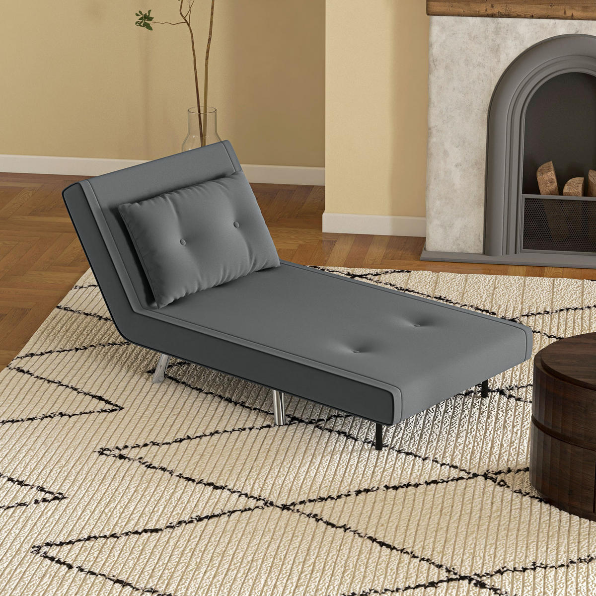 SCHLAFSESSEL Klappsessel mit Bettfunktion, Einzelsofa mit Kissen, Samtoptik - Dunkelgrau/Silberfarben, Textil/Metall (88/83/77cm) - HOMCOM