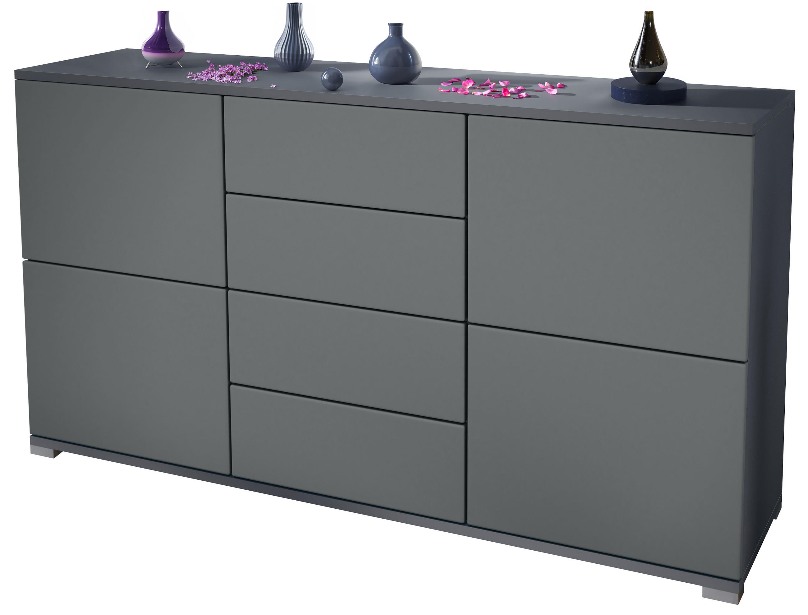 SIDEBOARD Rova Graphit Seidenmatt - Graphitfarben, Holzwerkstoff (138.5/75.5/35cm) - Vladon