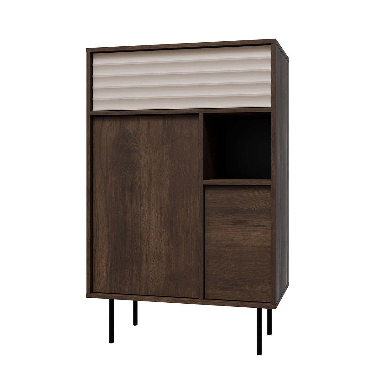 SIDEBOARD Astra Dunkles Holz und Kaschmir - Beige, Holzwerkstoff (76.6/120/40cm) - Petits-meubles