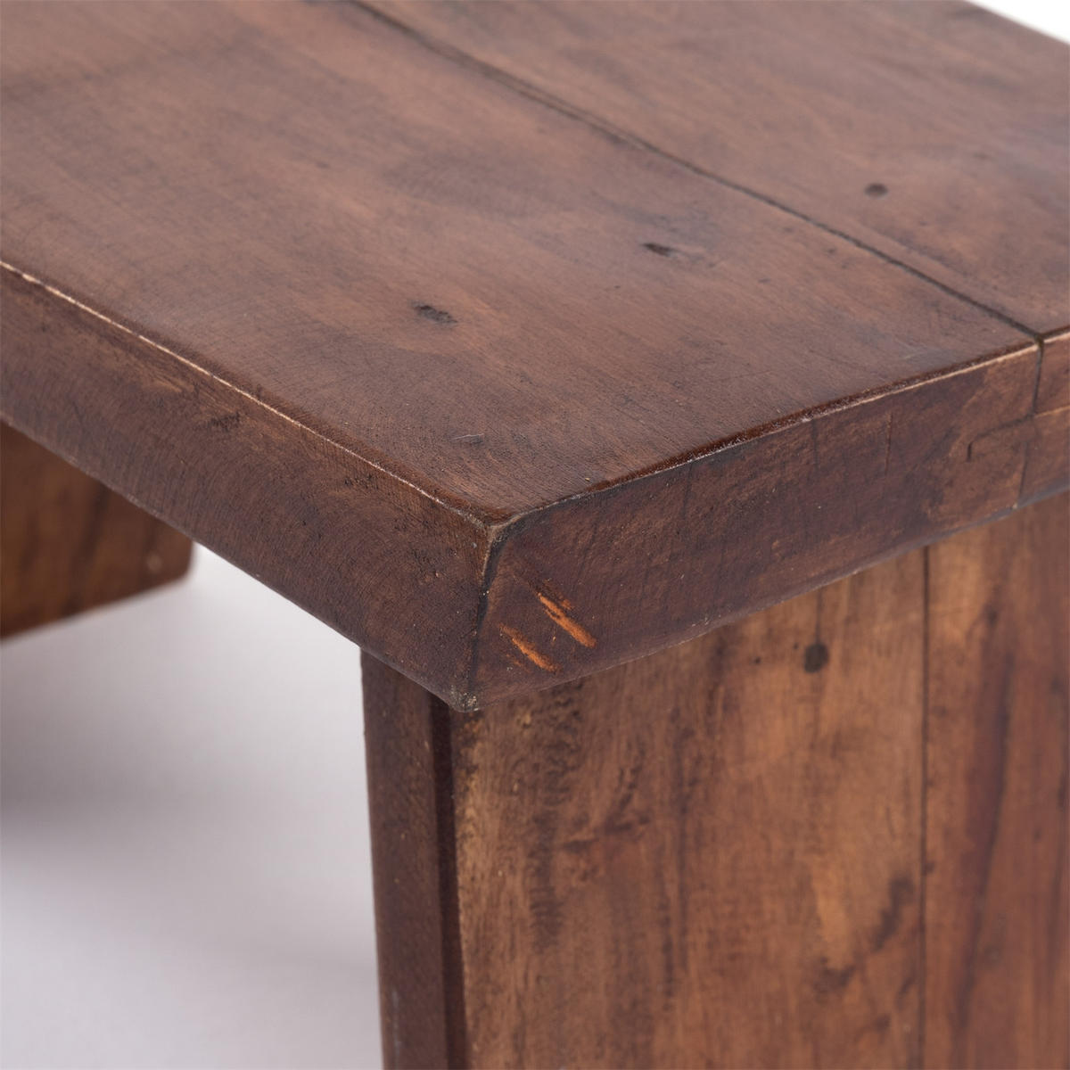 FUSSHOCKER SCHEMEL Recyclingholz massiv 02 hellbraun - Hellbraun, Holz (29/18/19cm) - DESIGN DELIGHTS