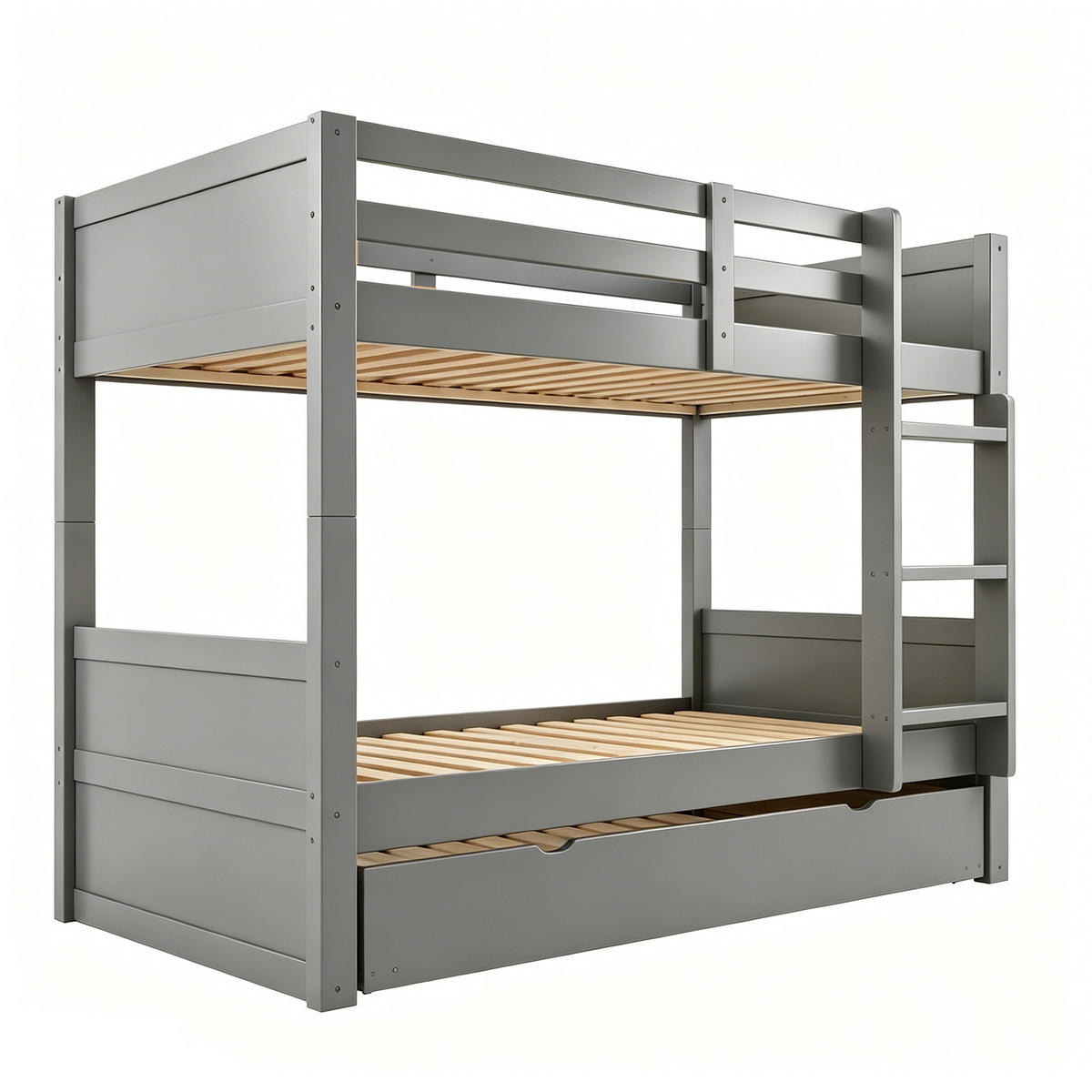 ETAGENBETT 90x200cm Holz Ausziehbett Sicherheitsgeländer Grau - Grau, Holz (90/200cm) - FLIEKS