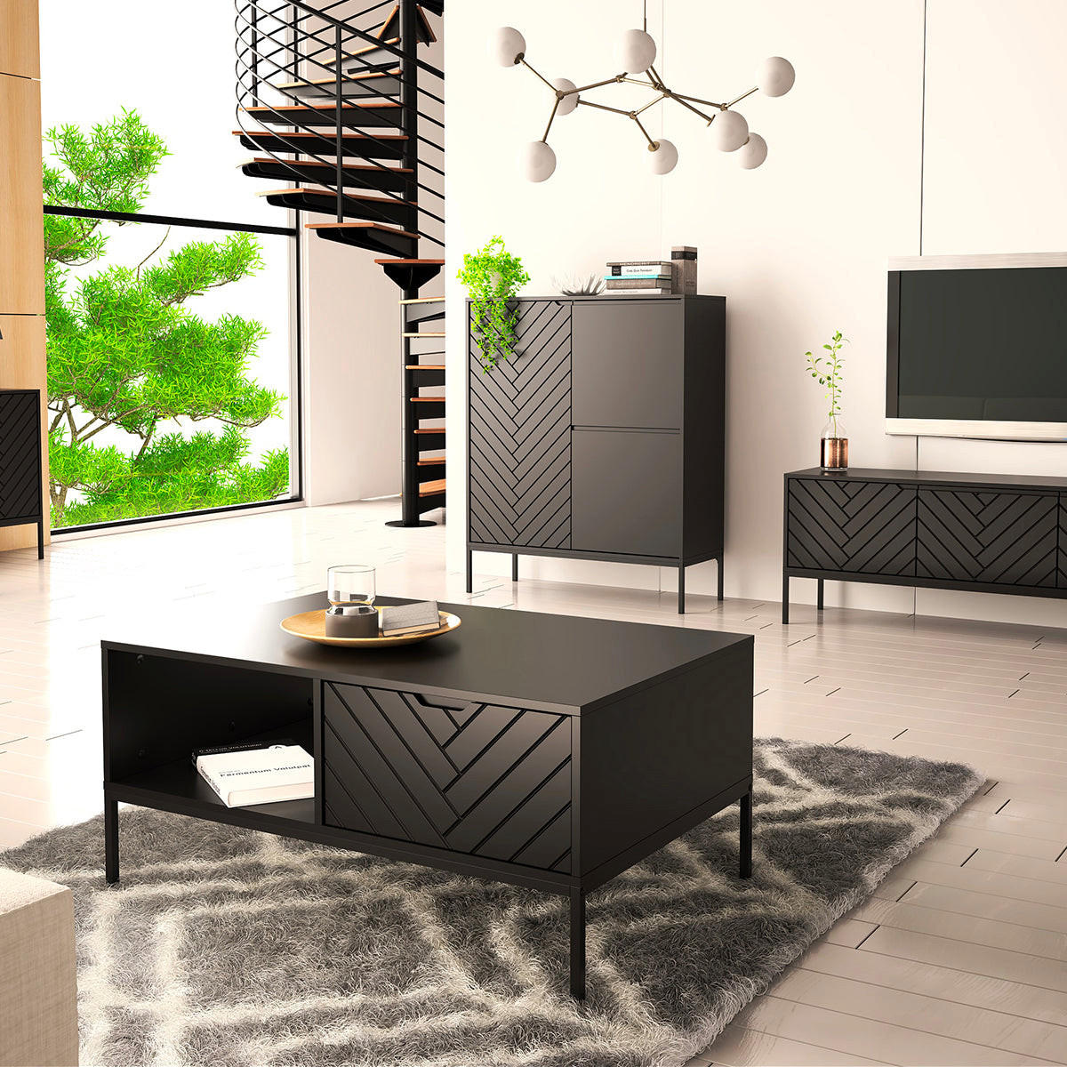 COUCHTISCH Daria Schwarz - Schwarz, Holzwerkstoff (68/104/69cm) - Petits-meubles