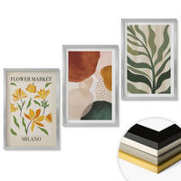 WANDBILDER 3er Set - 40x60 cm Silberner Rahmen - Florale abstrakte Formen - Silberfarben, Kunststoff (40/60cm) - ArtPrintCave