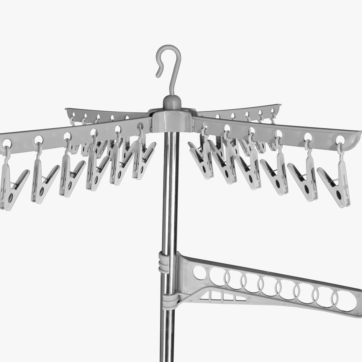 SUŠIAK Biela strieborná skladací na 27 vešiakov - viacfarebná, kov/plast (59/170/59cm) - Relaxdays