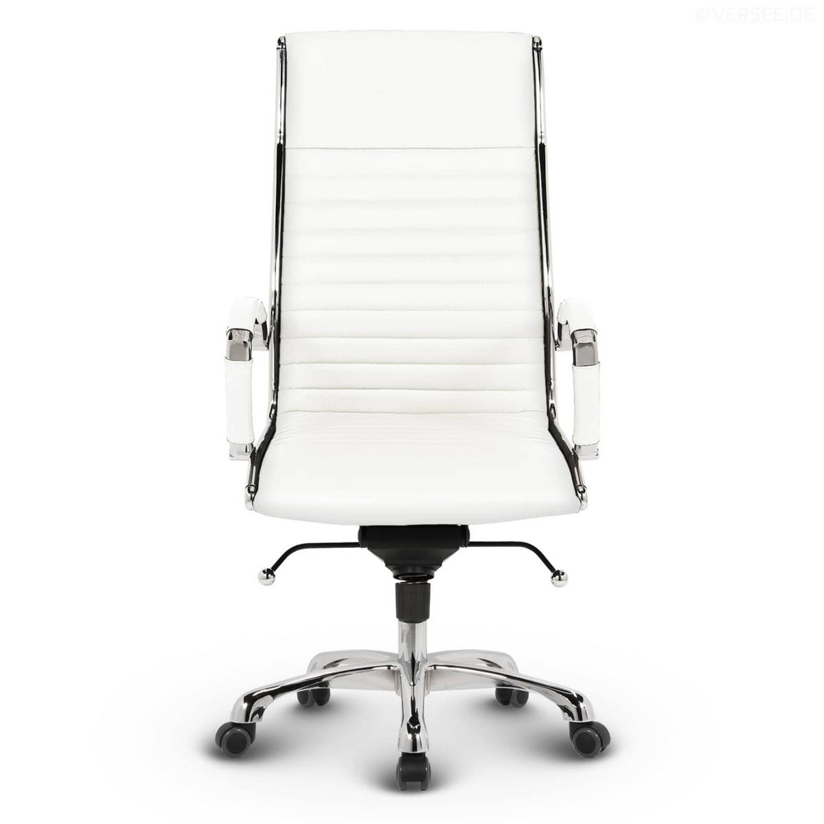 BÜROSTUHL Montreal Echtleder Weiss – ergonomisch, 150 kg belastbar, Sitzhöhe 46-54cm - Weiß, Leder/Metall (60/115/60cm) - Versee