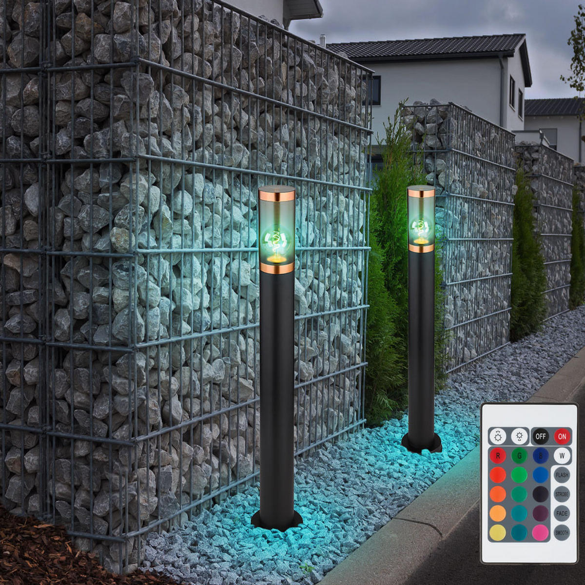 LED STEHLEUCHTE Schwarz Metall 2er Set - Schwarz, Metall (12.7/12.7/80cm) - Globo Lighting