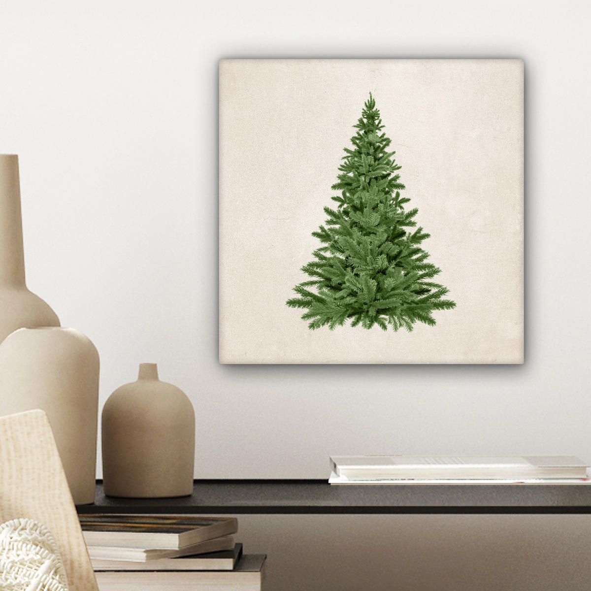 LEINWANDBILD Weihnachtsbaum - Grün - Weihnachten - Feiertage 20x20 cm - Olivgrün, Textil (20/20cm) - MuchoWow