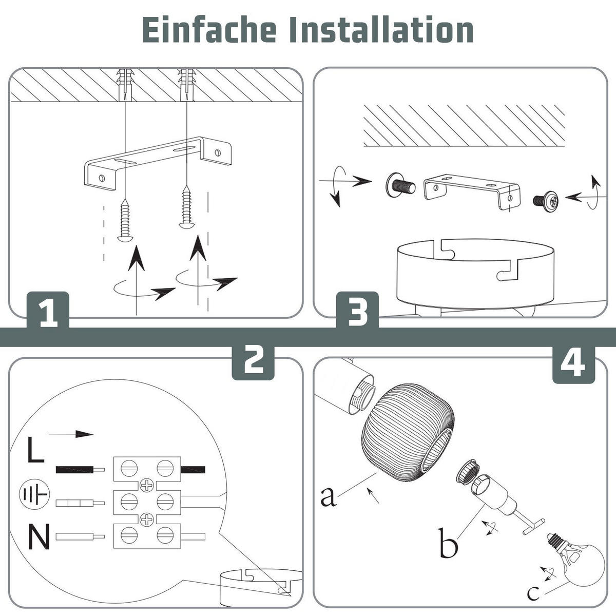 DECKENSTRAHLER Scheinlinde 10/16.5/42.5 cm - Schwarz, Metall (42.5/10/16.5cm) - ZMH