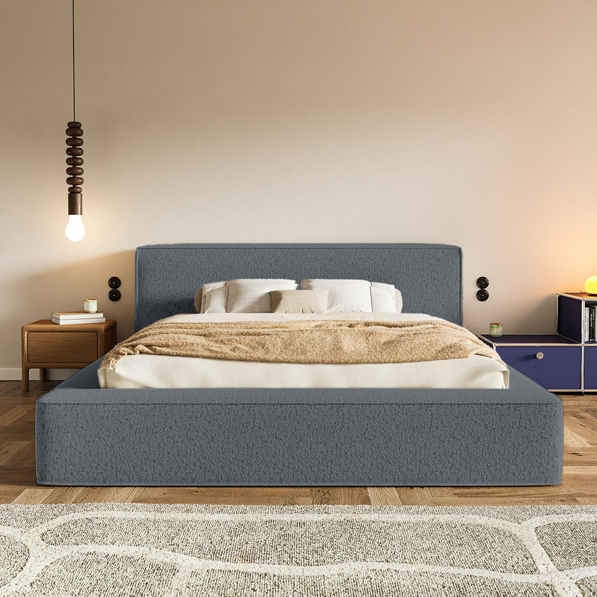 POLSTERBETT Mummo Premium 160x200 cm, Dunkelgrau - Dunkelgrau, Textil (200/160cm) - Fedve